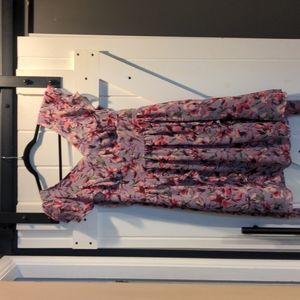 EXPRESS Midi Dress Purple Pink Floral Ruffles Size 10